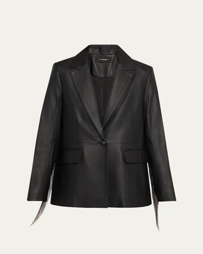 KOBI HALPERIN BLAKE FRINGE-TRIM LEATHER JACKET