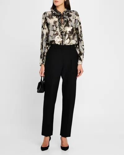 KOBI HALPERIN BODEN METALLIC RUFFLE-TRIM BLOUSE