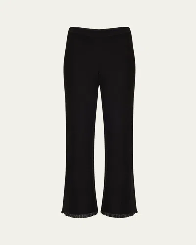 Kobi Halperin Bowen Fringe-hem Pique Pants In Black
