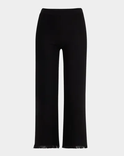Kobi Halperin Bowen Fringe-hem Pique Pants In Black