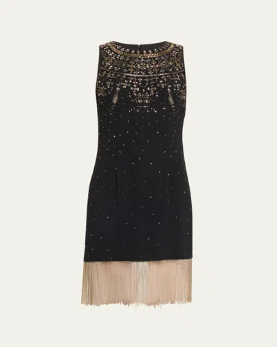 Kobi Halperin Brett Beaded Fringe-hem Dress In Black