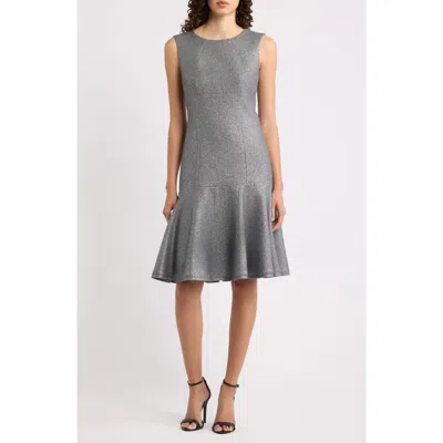 Kobi Halperin Brett Sleeveless Metallic Drop Waist Dress In Gray