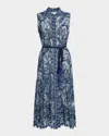Kobi Halperin Brien Sleeveless Floral Lace Midi Dress In Blue Multi