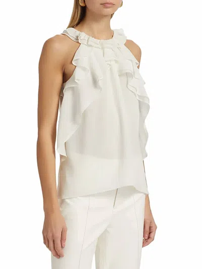 Kobi Halperin Bristol Ruffle Chiffon Sleeveless Blouse In Ivory