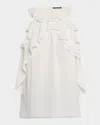 Kobi Halperin Bristol Ruffle Chiffon Sleeveless Blouse In Ivory In Black