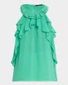 Kobi Halperin Bristol Ruffle Halter Blouse In Gray