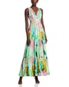 Kobi Halperin Britt Tiered Metallic Satin Maxi Dress In Capri Multi