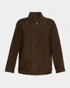 Kobi Halperin Bronze Raglan-sleeve Suede Jacket In Brown