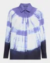 Kobi Halperin Cadia Tie-dye Cotton Blouse In Blue Multi