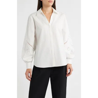 Kobi Halperin Calla Lace Accent Button-up Shirt In White