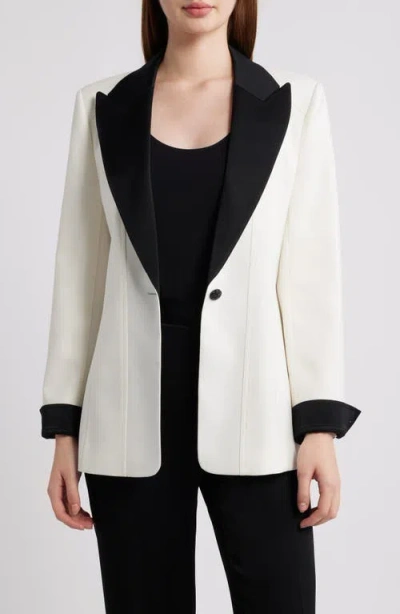 Kobi Halperin Camille Two Tone Wool Blend Blazer In White
