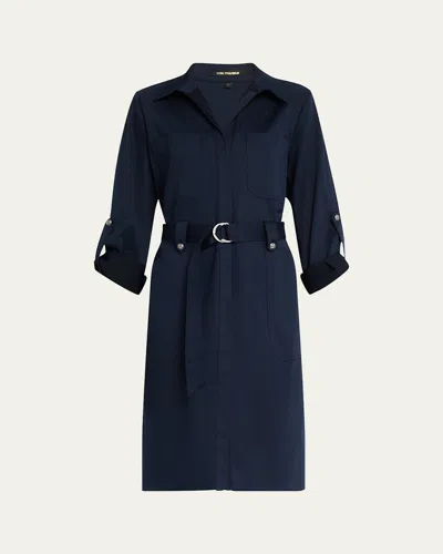Kobi Halperin Caryss Belted A-line Shirtdress In Indigo