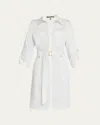 Kobi Halperin Caryss Belted A-line Shirtdress In White