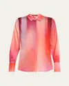 Kobi Halperin Cassi Ombre Button-down Blouse In Poppy Multi
