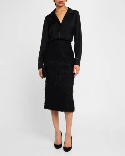 Kobi Halperin Ceanna Chain-trim Stretch Georgette Blouse In Black