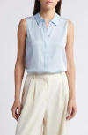 Kobi Halperin Celine Sleeveless Stretch Silk Shirt In Coast
