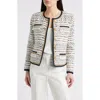 Kobi Halperin Kiera Chain-trim Fringed Tweed Jacket In Ivory/navy Multi
