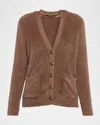 Kobi Halperin Chambie Button-down Faux Fur Sweater In Brown
