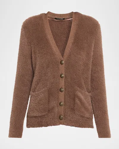 Kobi Halperin Chambie Button-down Faux Fur Sweater In Brown