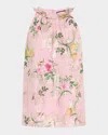 Kobi Halperin Charles Floral-print Fil Coupe Halter Blouse In Pink