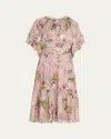 Kobi Halperin Chase Tiered Floral-print Fil Coupe Dress In Pink