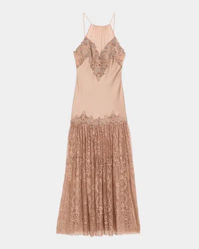 Kobi Halperin Chelsea Backless Lace Combo Maxi Dress In Pink