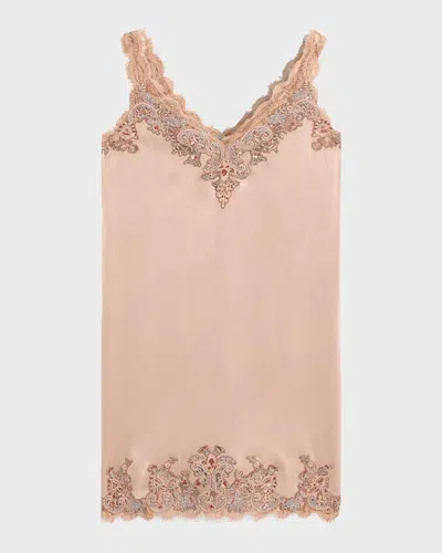 Kobi Halperin Ciara Embroidered Lace-trimmed Mini Slip Dress In Pink