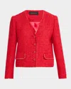 Kobi Halperin Clara Metallic-trim Textured Tweed Jacket In Scarlet