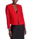 Kobi Halperin Clara Metallic-trim Textured Tweed Jacket In Scarlet