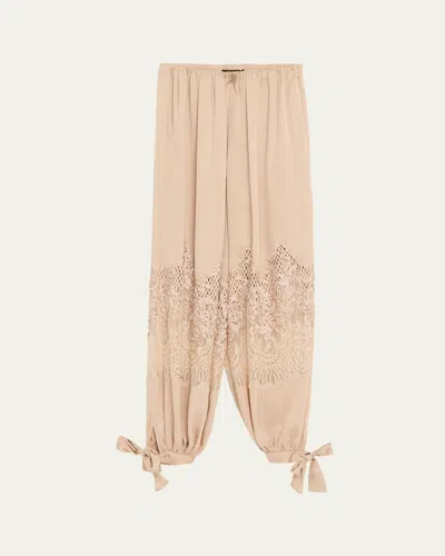 Kobi Halperin Corrine Lace-inset Balloon Pants In Brown