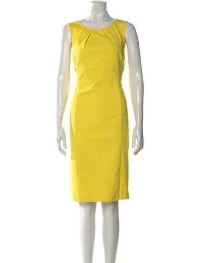 Pre-owned Kobi Halperin Crew Neck Knee-length Dress In Yellow