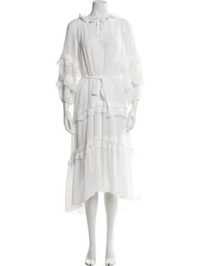Pre-owned Kobi Halperin Crew Neck Midi Length Dress In White