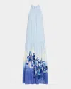 Kobi Halperin Daelia Sequin Floral-print Halter Maxi Dress