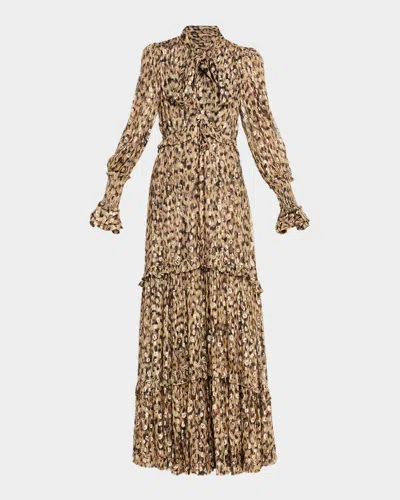 Kobi Halperin Dana Animal-print Maxi Dress In Brown