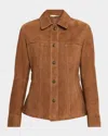 Kobi Halperin Darius Button-down Suede Blouse In Brown