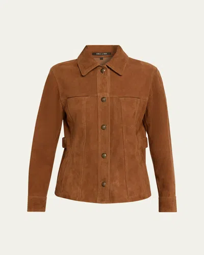 KOBI HALPERIN DARIUS BUTTON-DOWN SUEDE BLOUSE