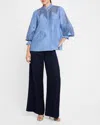 Kobi Halperin Delta Embroidered Cotton-silk Blouse In Periwinkle