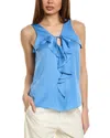 Kobi Halperin Demy Sleeveless Ruffle Blouse In Blue
