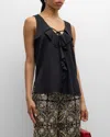 Kobi Halperin Demy Sleeveless Ruffle Blouse In Black