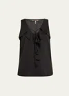 Kobi Halperin Demy Sleeveless Ruffle Blouse In Black