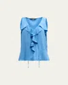Kobi Halperin Demy Sleeveless Ruffle Blouse In Blue