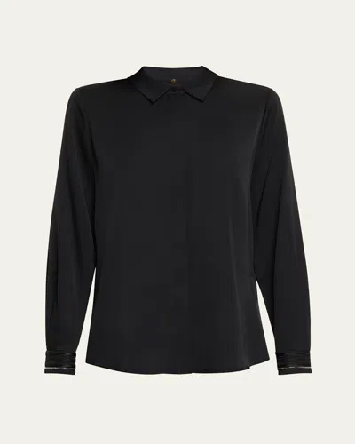 Kobi Halperin Devin Shimmer Embroidered Blouse In Black