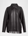 Kobi Halperin Drake Fringed Leather Jacket In Black