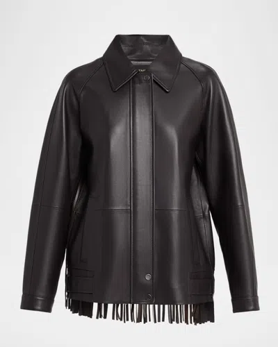 Kobi Halperin Drake Fringed Leather Jacket In Black