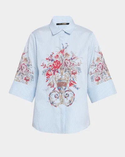 Kobi Halperin Drew Seersucker Floral-print Blouse