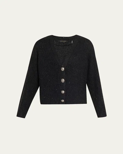 Kobi Halperin Eddie Sequin Rib Knit Sweater In Black
