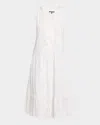 Kobi Halperin Edison Tiered Geo-embroidered Midi Dress In White