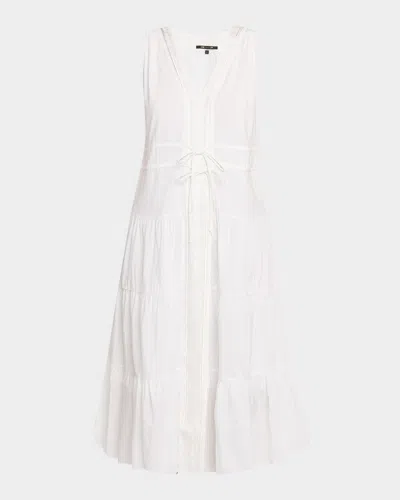 Kobi Halperin Edison Tiered Geo-embroidered Midi Dress In White