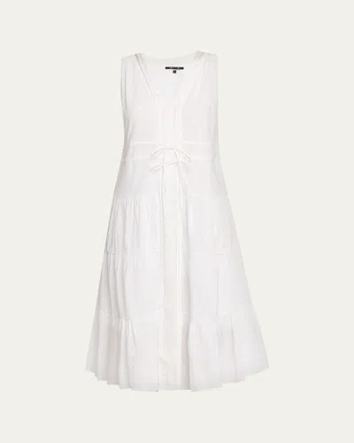 Kobi Halperin Edison Tiered Geo-embroidered Midi Dress In White