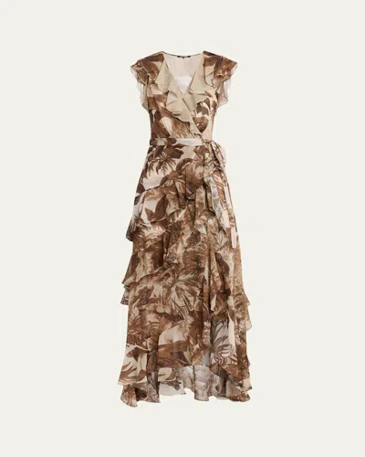 Kobi Halperin Elanor Botanical-print Ruffle Wrap Maxi Dress In Multi
